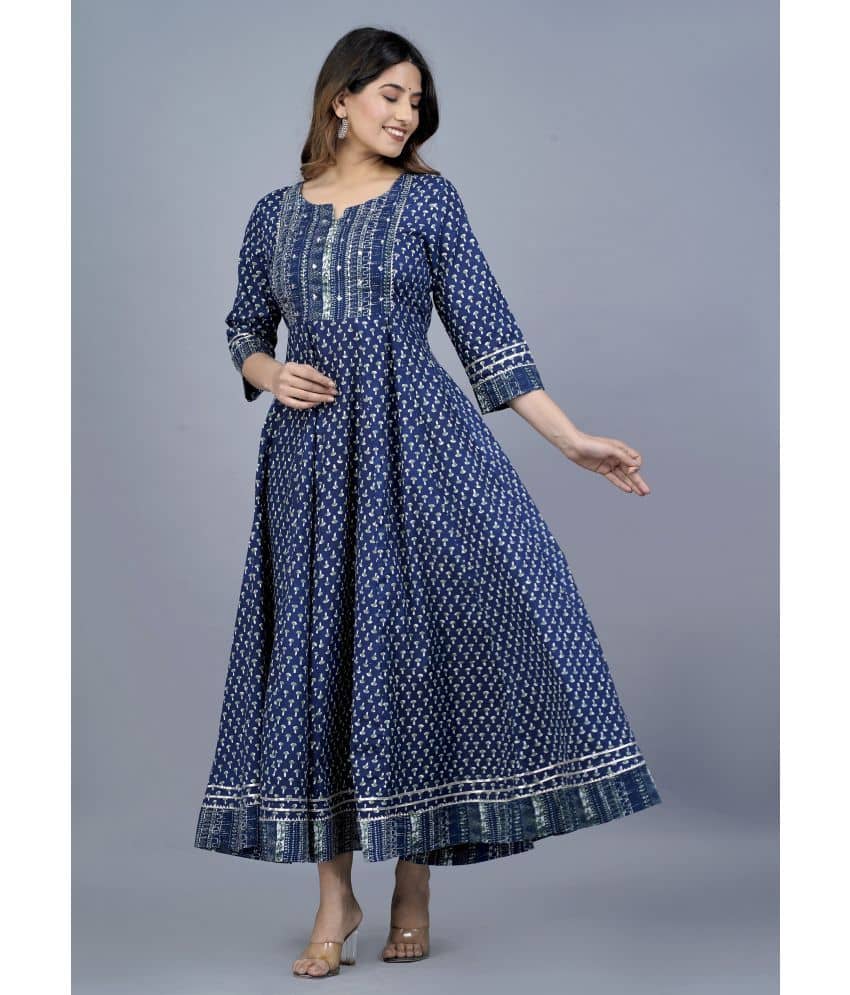 Mishree Collection - Blue Cotton Women's Anarkali Kurti ( Pack of 1 ) - Kurtis, Tunics | Buy online on ZillyBuy