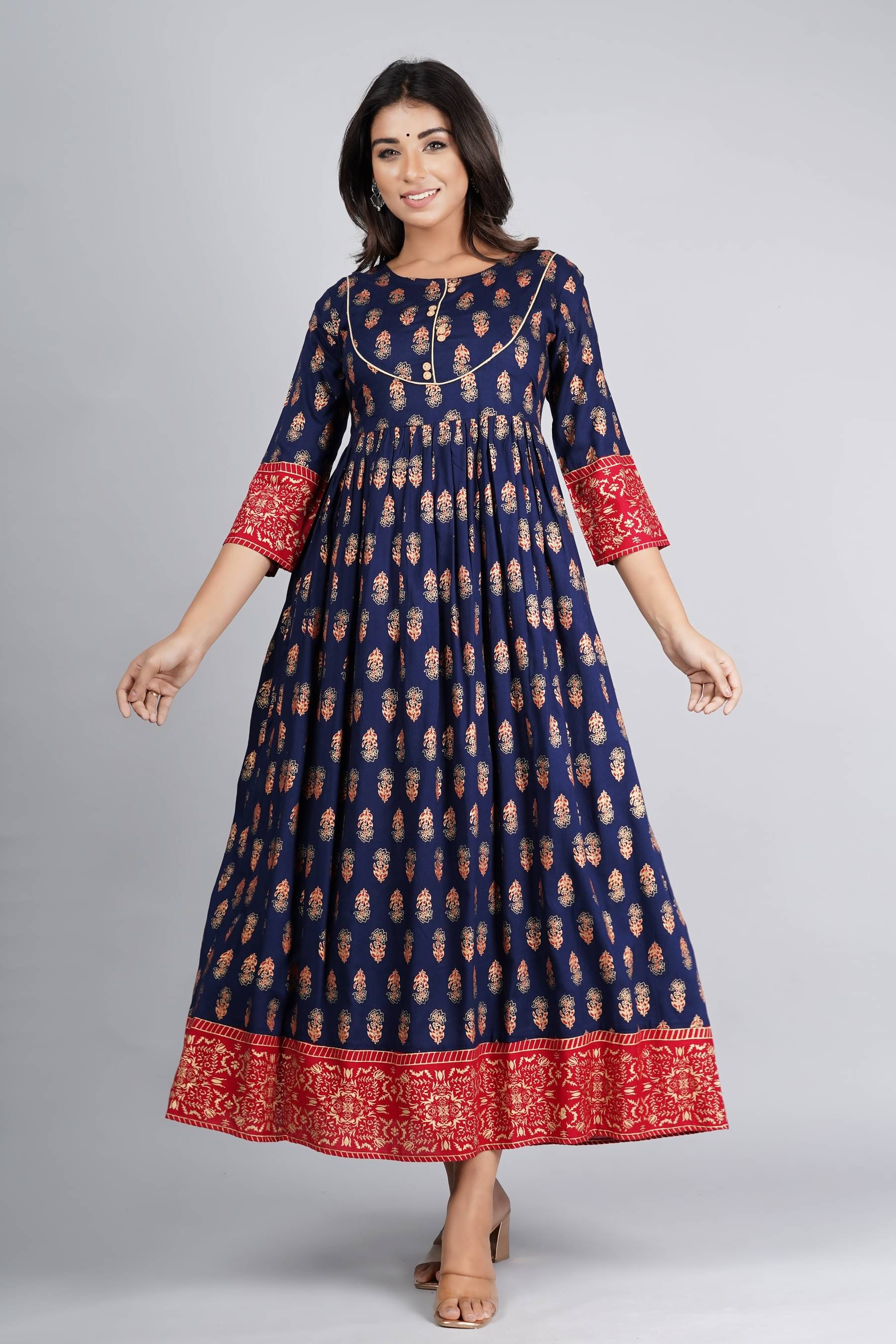 Mishree Collection - Blue Rayon Women's Flared Kurti ( Pack of 1 ) Mishree Collection - Blue Rayon Women's Flared Kurti ( Pack of 1 )