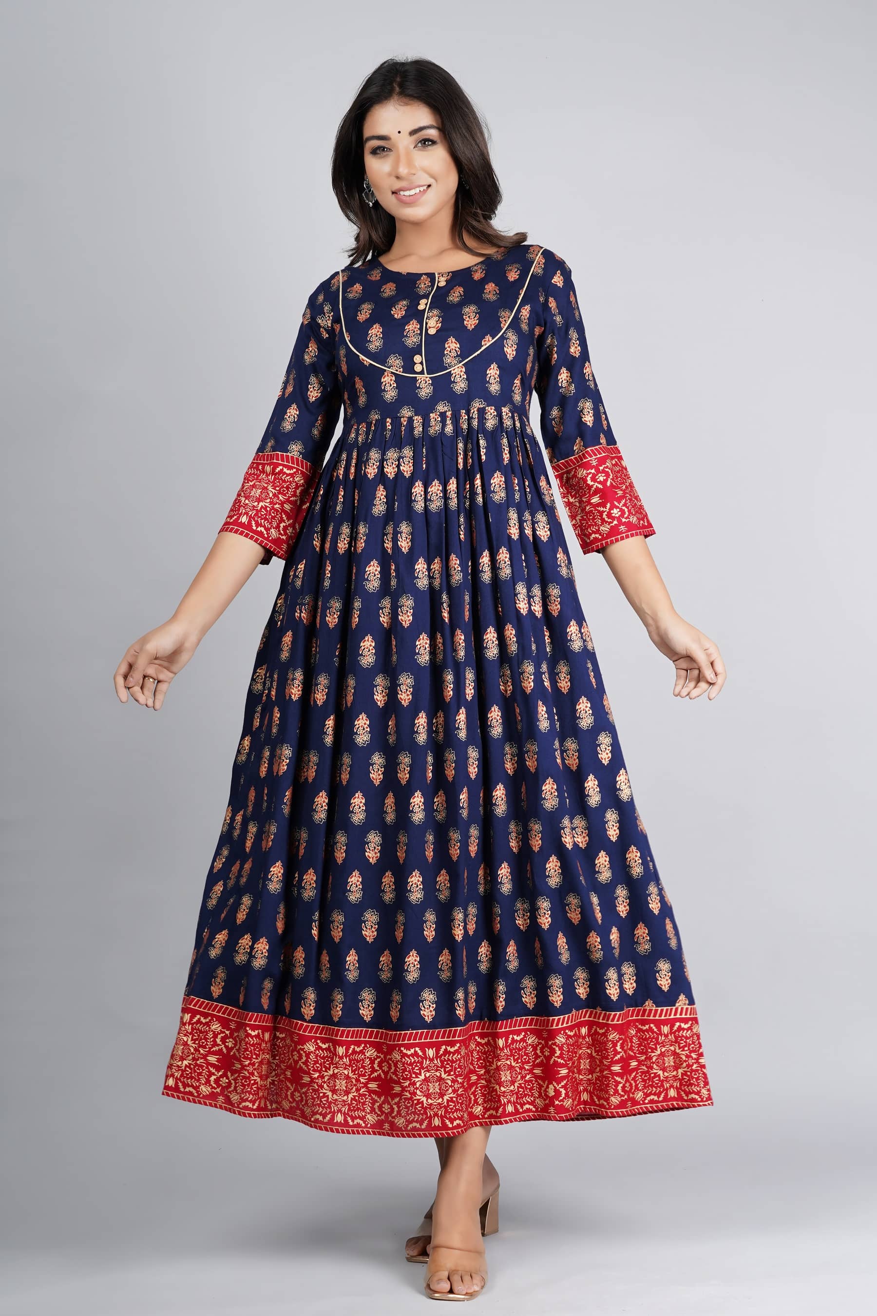 Mishree Collection - Blue Rayon Women's Flared Kurti ( Pack of 1 ) - Kurtis, Tunics | Buy online on ZillyBuy
