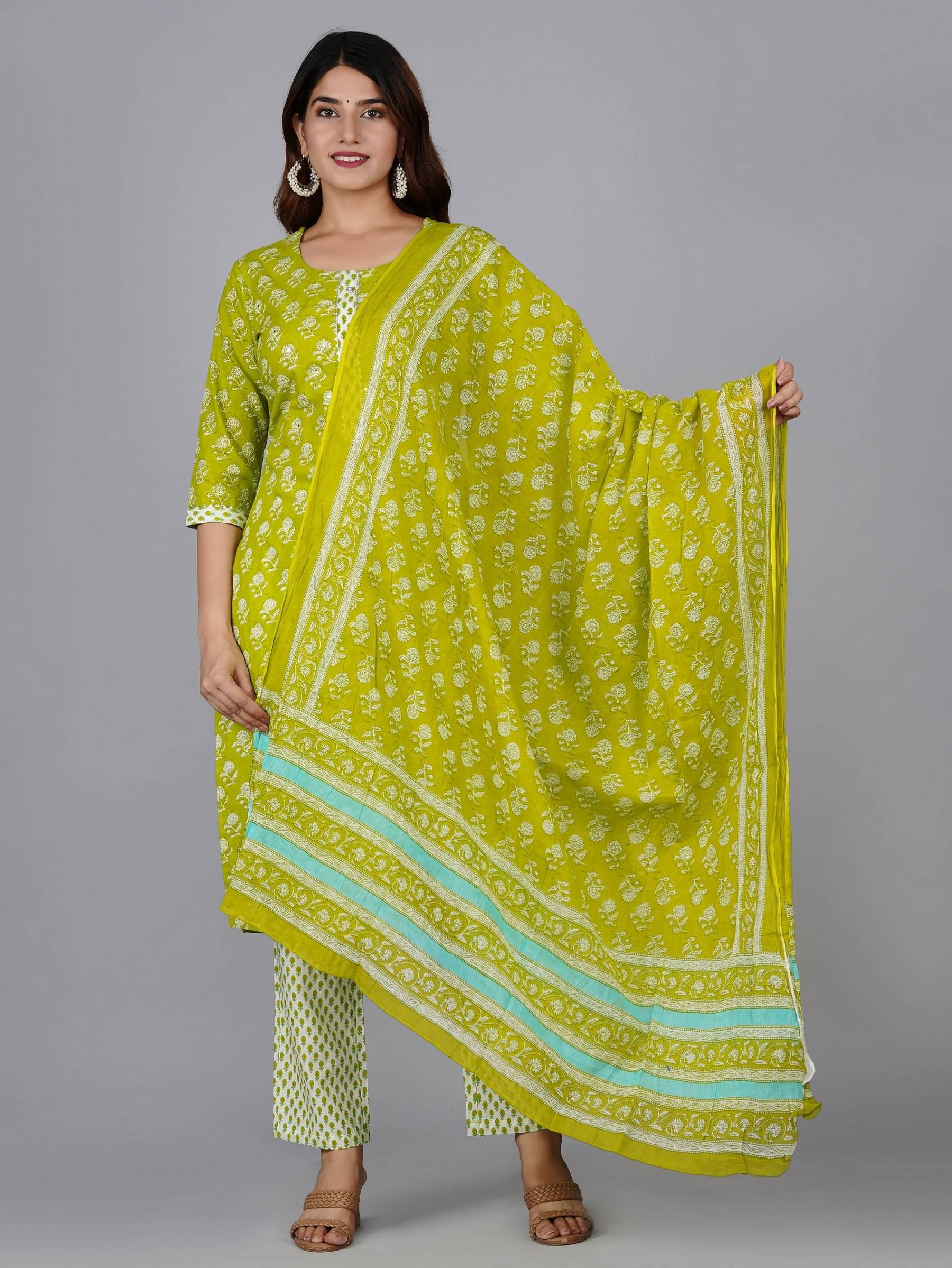 Mishree Collection - Green Straight Cotton Women's Stitched Salwar Suit ( Pack of 1 ) Mishree Collection - Green Straight Cotton Women's Stitched Salwar Suit ( Pack of 1 )