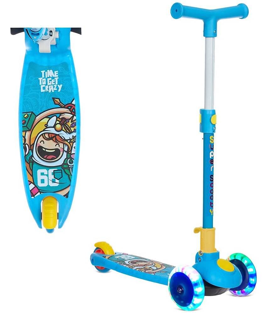 NHR Smart Kick Scooter with LED Wheels & 3 Level Adjustable Height, Foldable Scooter for Kids, Scooty, Kids Scooter 3 Years+, Scooter for Kids, Skating Cycle, Road Runner, Kick Scooter, Kids Scooty, Birthday Gift-Blue (Weigh Capacity Up To 45 Kg)