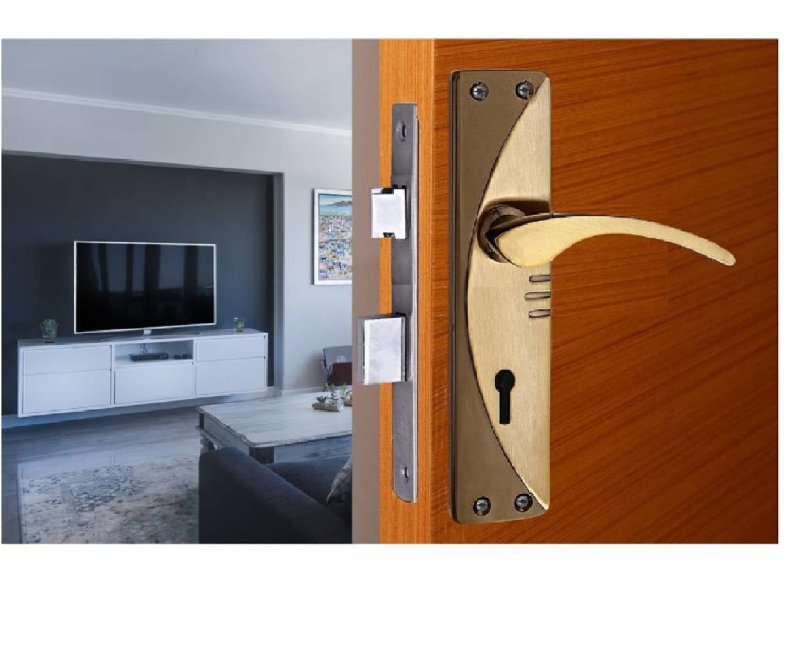 ONJECX Steel High Quality Premium Range Lock Heavy Duty Mortise Door Lock Set Size 7 Inch Double Action Brass Latch Brass Bhogli with Black Antique Finish 6 Lever Lockset for House Hotel Bedroom Living Room Main Door Pack of 1 set (BML65-S07BLAB)