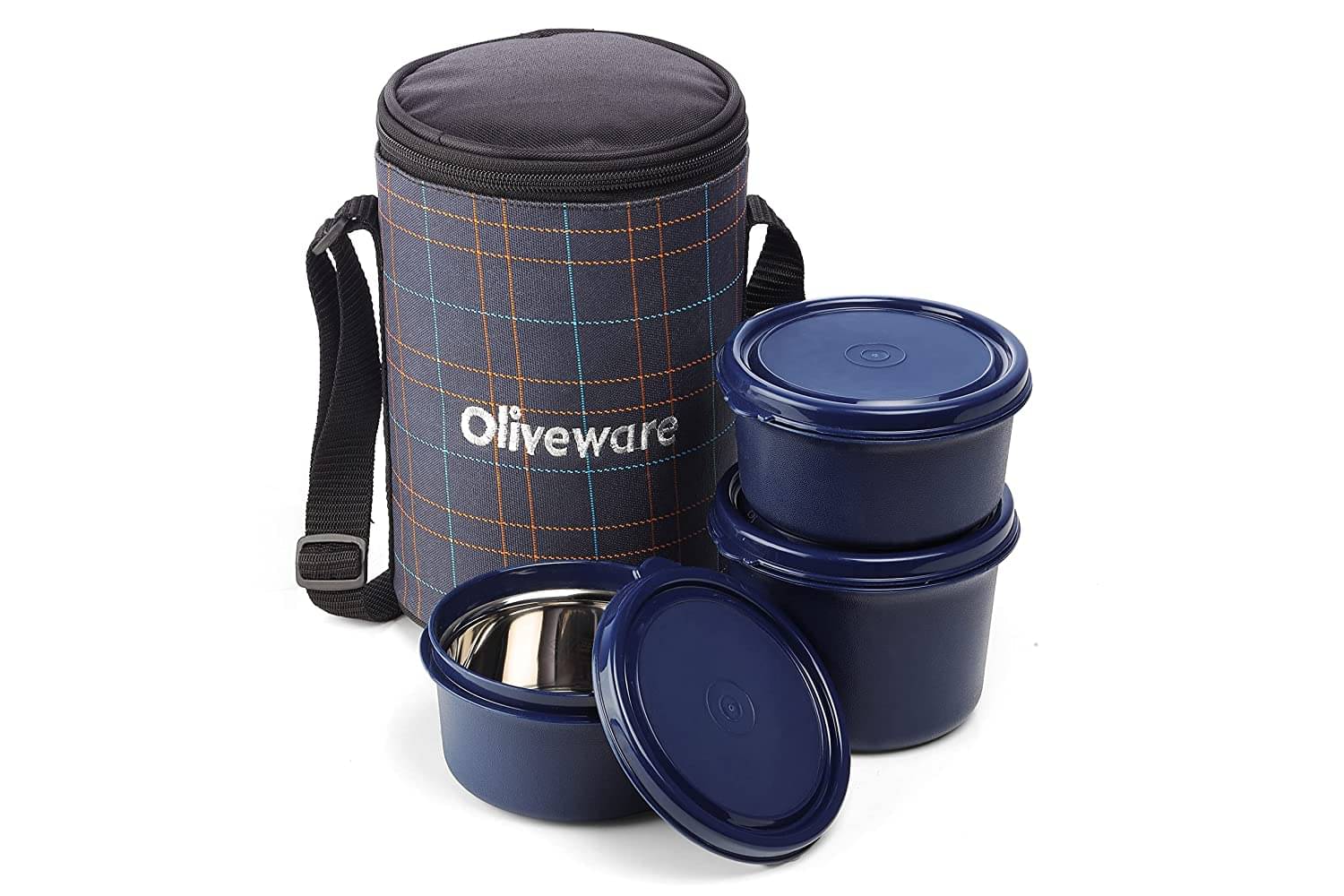     			Oliveware Amber Stainless Steel Lunch Box 3 Container (Pack of 1)