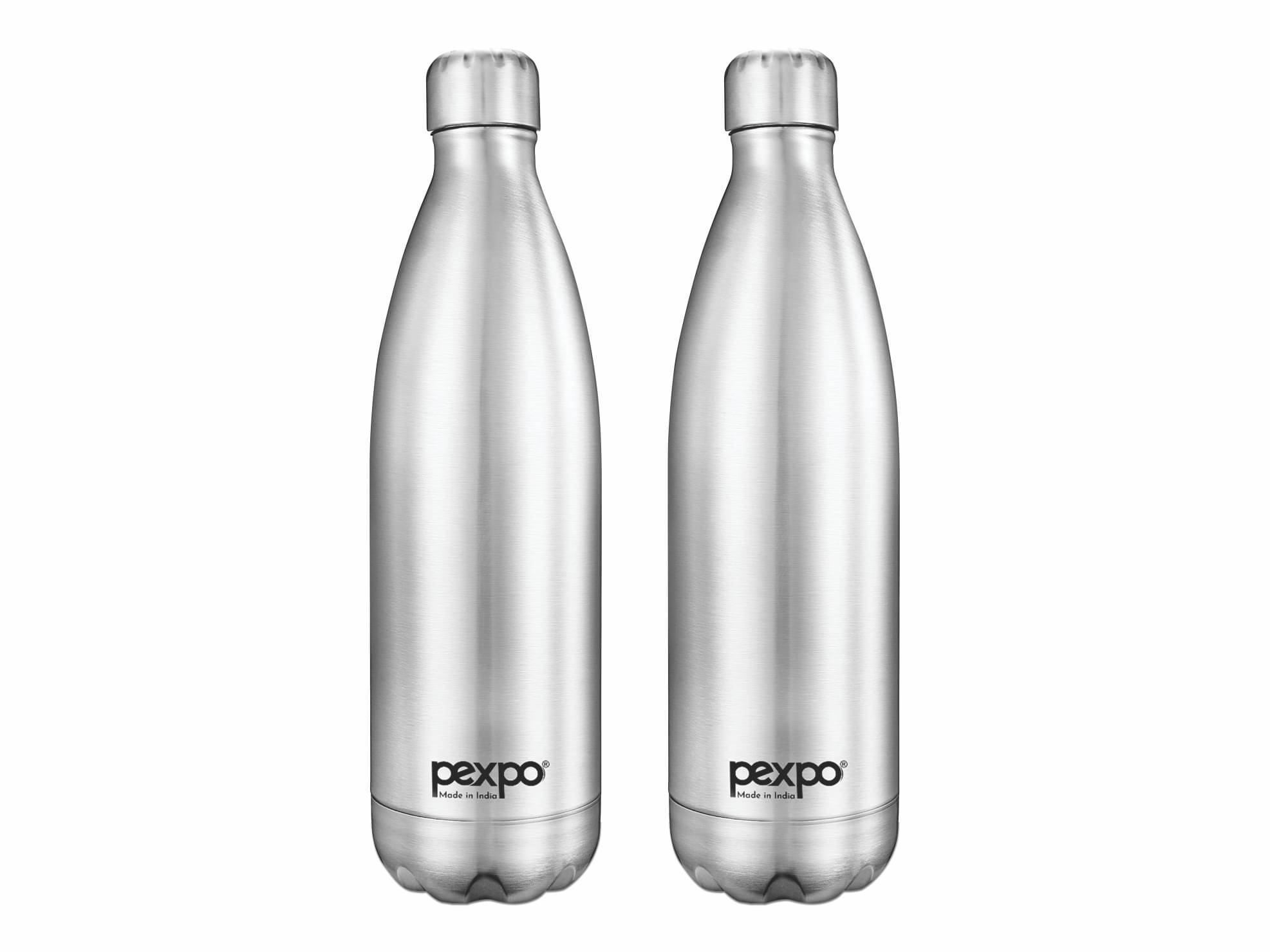     			Pexpo 1000ml 24 Hrs Hot and Cold ISI Certified Flask, Electro Vacuum insulated Bottle (Pack of 2, Silver)
