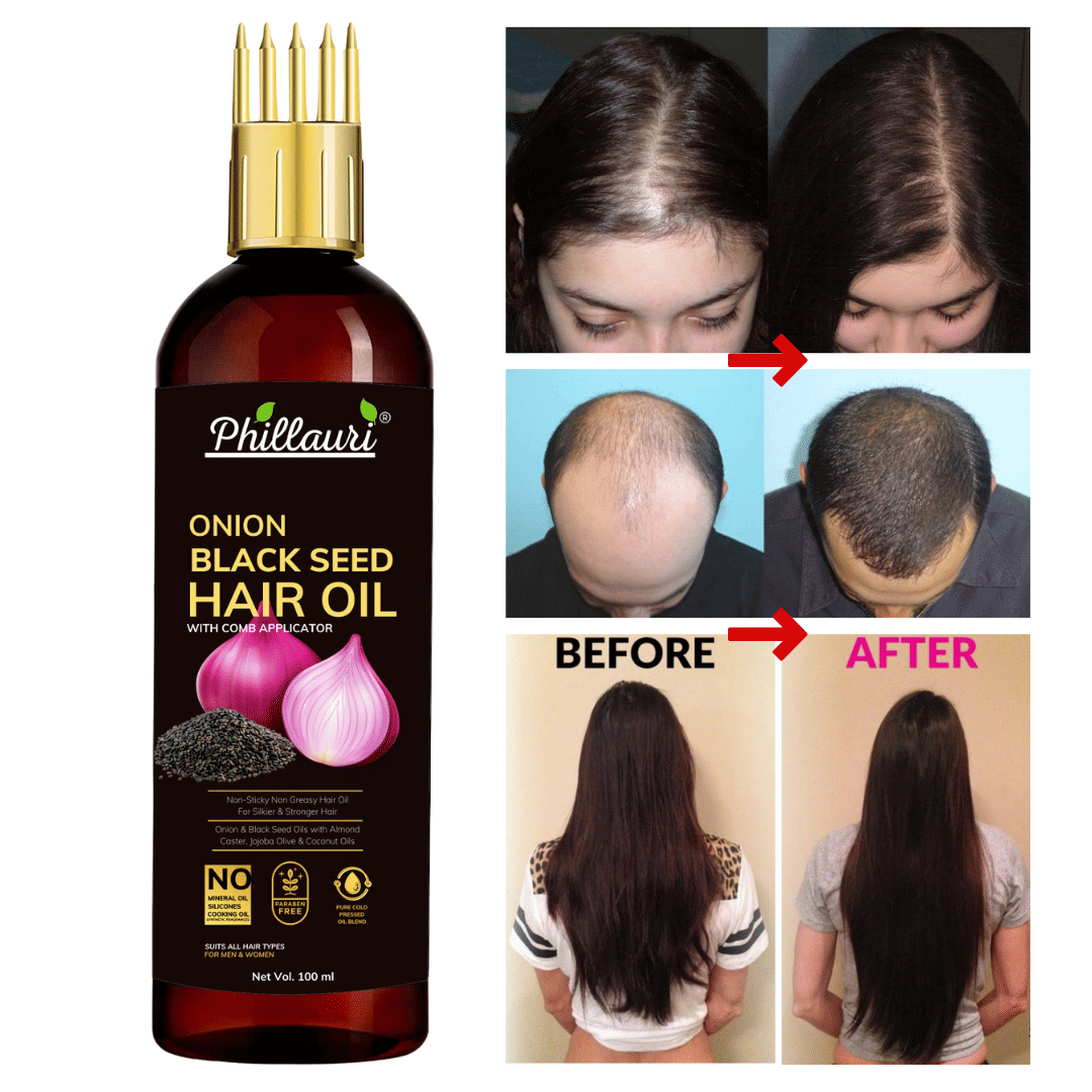 Phillauri Black seed Onion Oil for Hair Regrowth Hair Oil for Men and Women Hair Oil (100 ml) Pack of 2