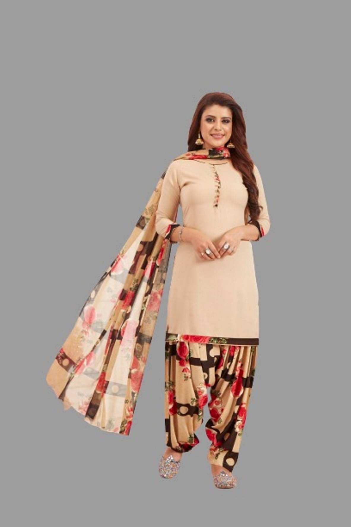 SIMMU - Unstitched Brown Crepe Dress Material ( Pack of 1 )     			SIMMU - Unstitched Brown Crepe Dress Material ( Pack of 1 )