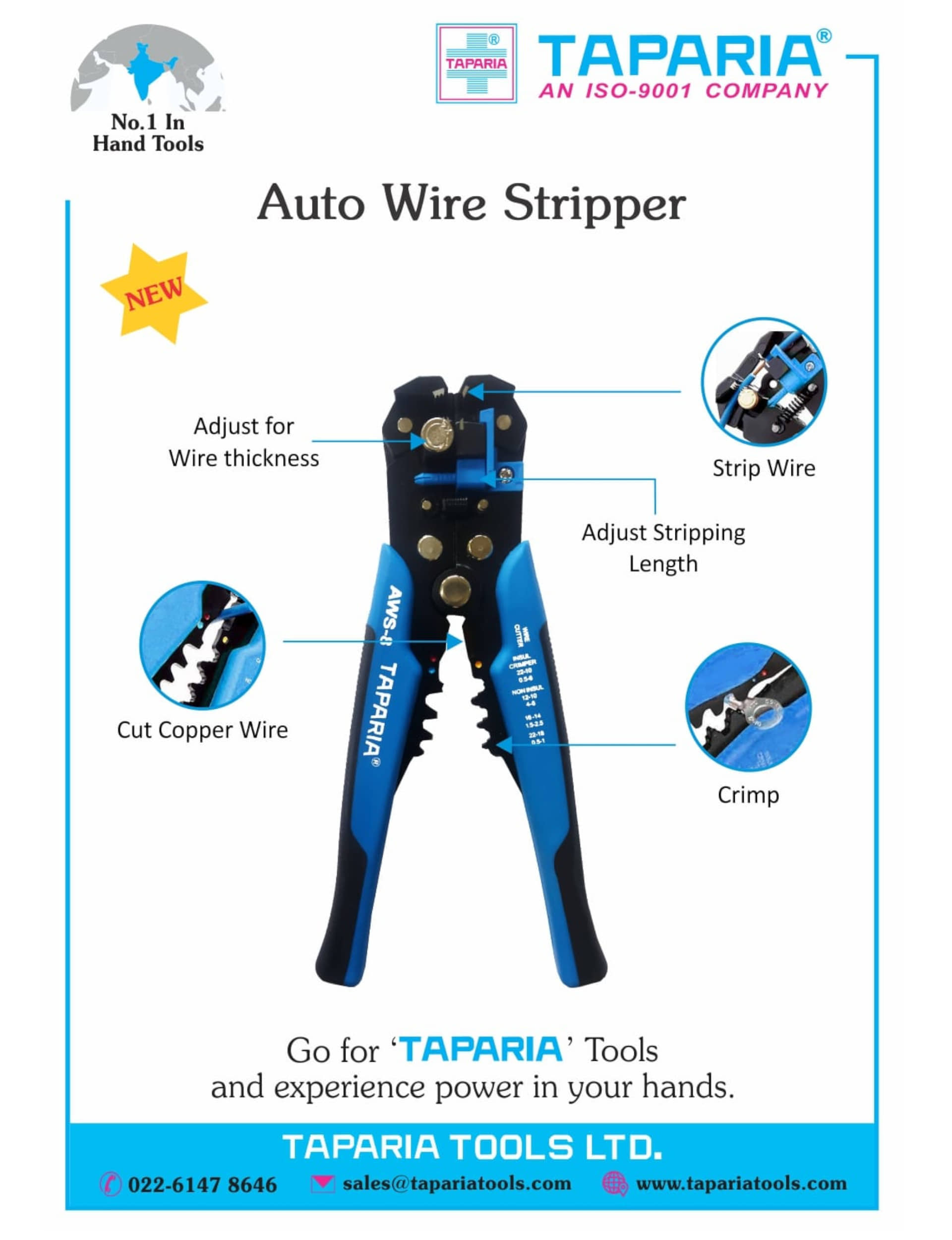 TAPARIA AUTO WIRE STRIPPER & CUTTER AWS8