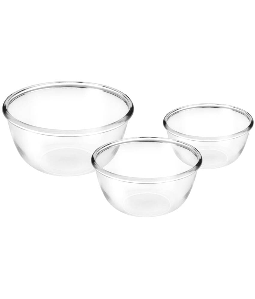 Treo by Milton Glass Solid Mixing Bowls (Transparent, 500 ml, 1000 ml, 1500 ml) - Set of 3 Treo by Milton Glass Solid Mixing Bowls (Transparent, 500 ml, 1000 ml, 1500 ml) - Set of 3