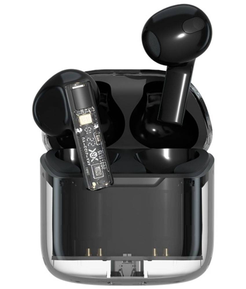     			VEhop PRO Transparent TWS In Ear True Wireless (TWS) 25 Hours Playback IPX4(Splash & Sweat Proof) Low Latency,Powerfull bass -Bluetooth V 5.2 Black