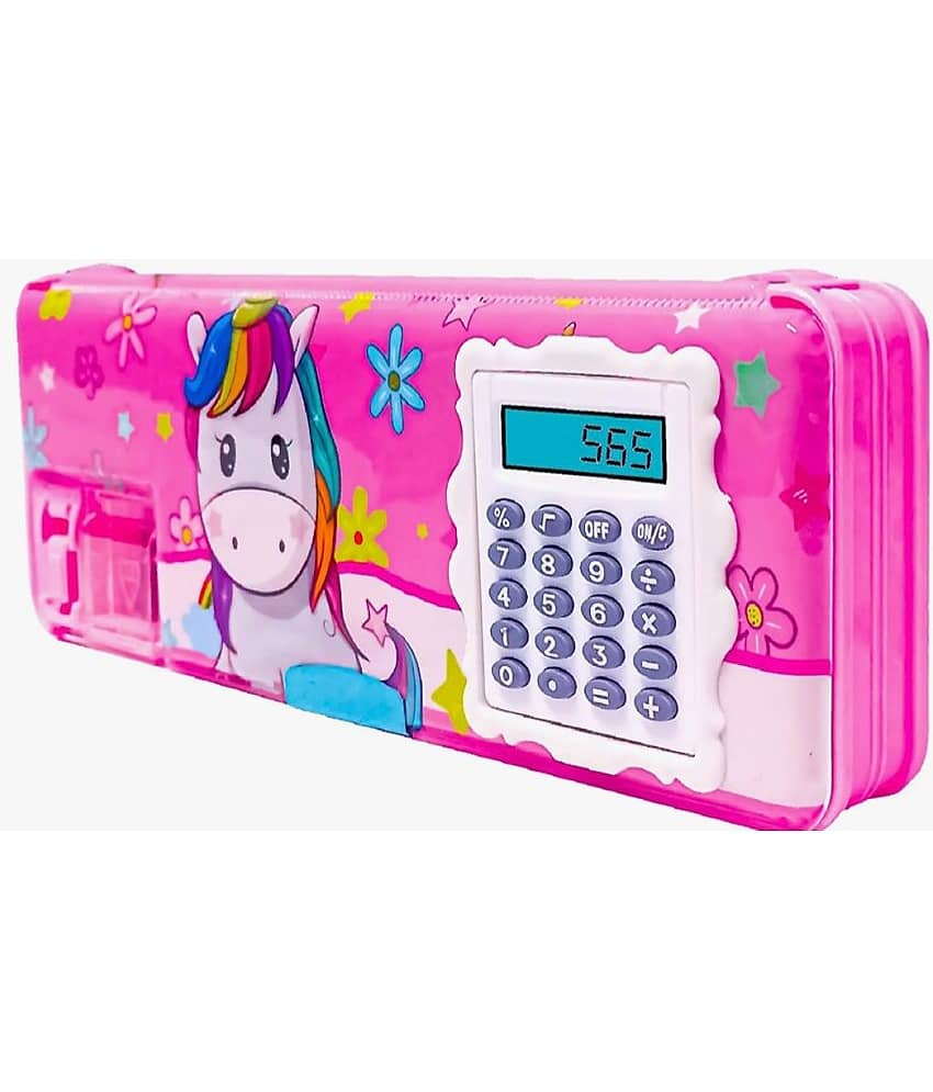 YESKART-1 Pcs calculator geometry, calcic Geo, Dual Sharpener With Calculator, Double sided Stationary Box for Girls Art Plastic Pencil Box (Random Selection For Design) - Stationery | Buy online on ZillyBuy