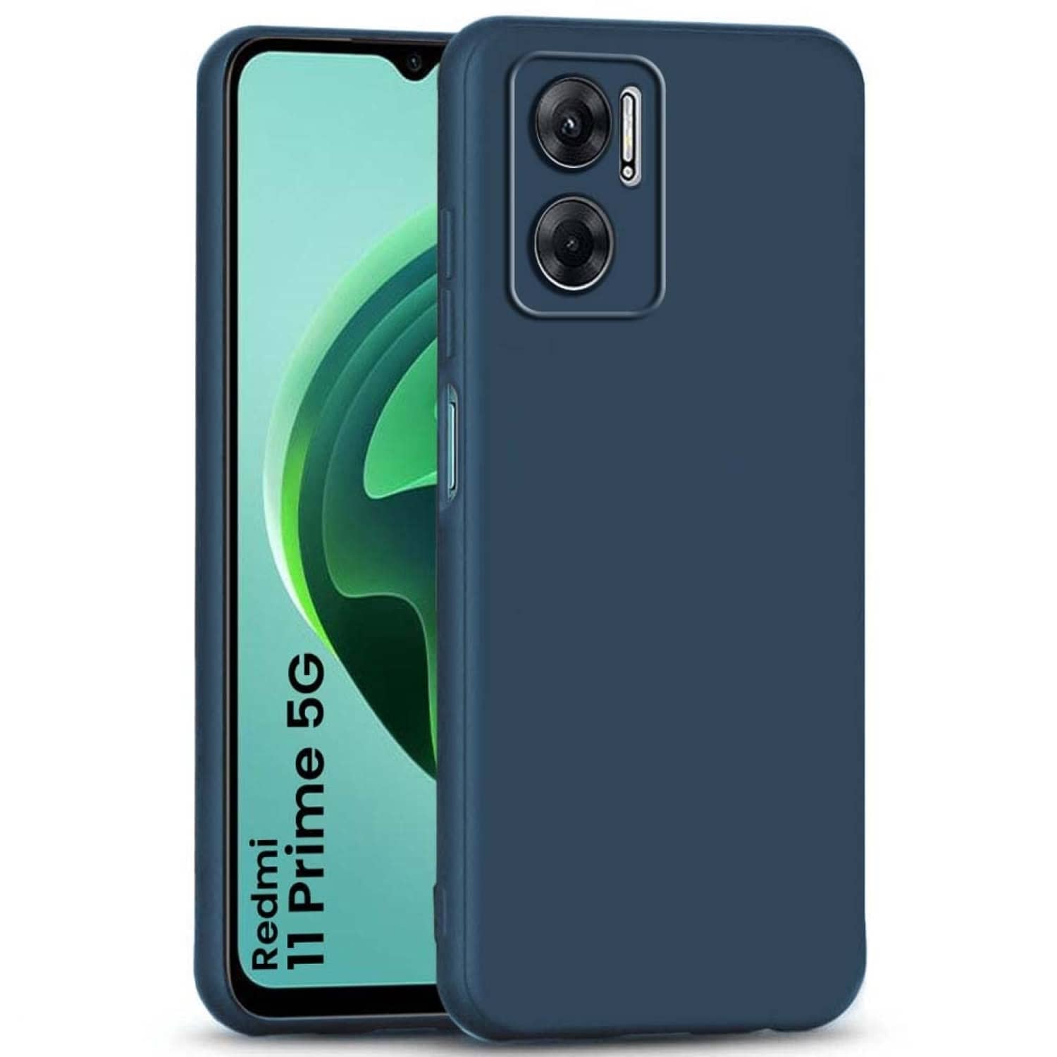 ZAMN - Blue Silicon Plain Cases Compatible For Redmi 11 Prime 5G ( Pack of 1 )