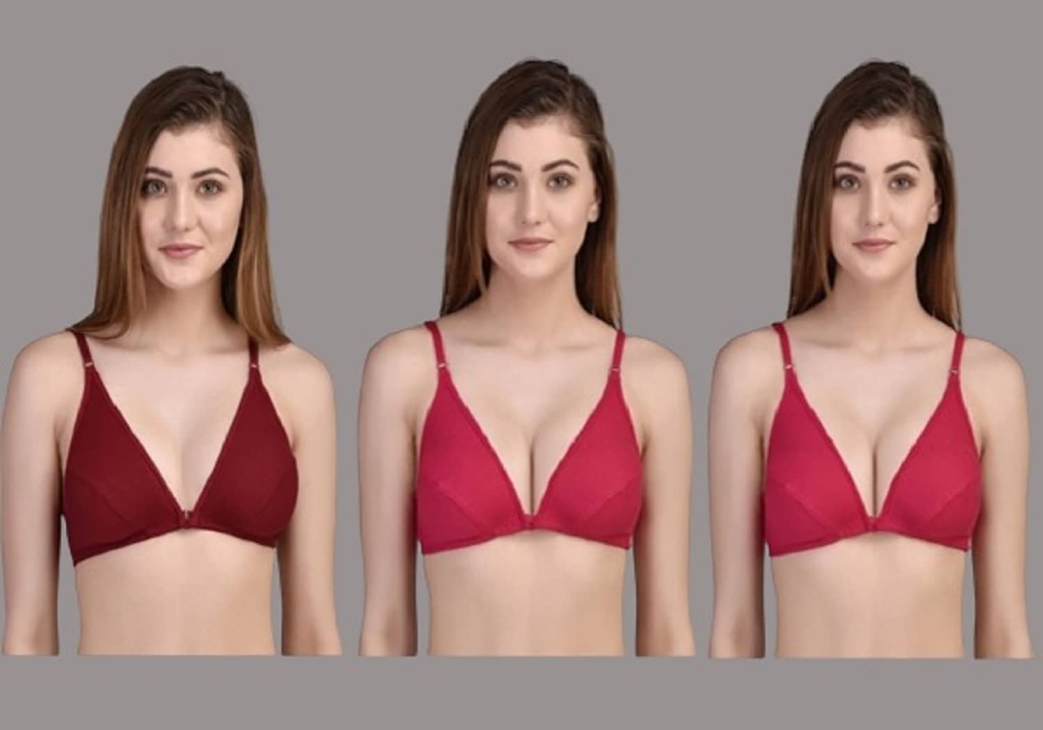 Zourt Pack of 3 Cotton Non Padded Women's Minimizer Bra ( Multicolor )