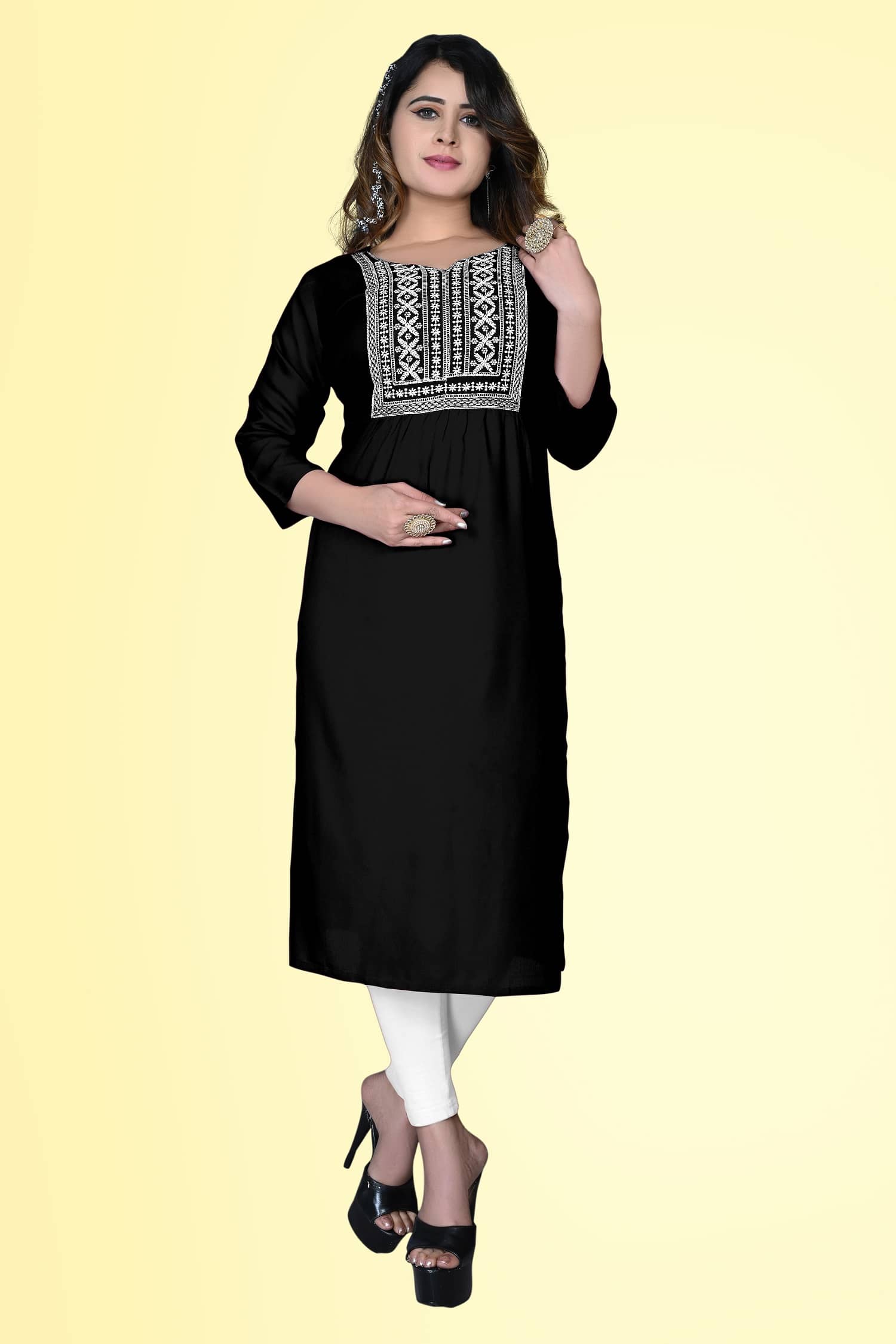 haya fashion - Black Rayon Women's Straight Kurti ( Pack of 1 ) - Kurtis, Tunics | Buy online on ZillyBuy
