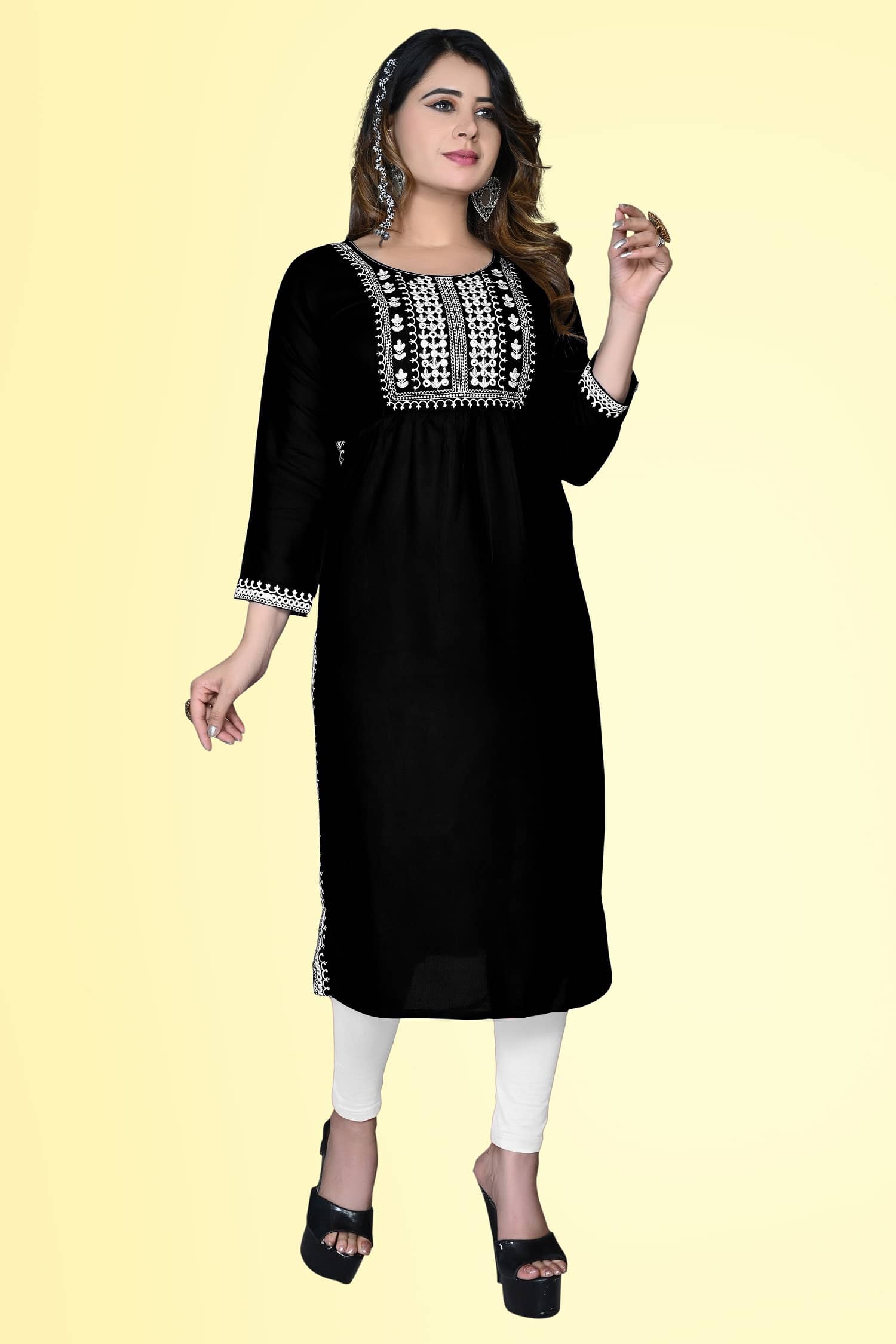 haya fashion - Black Rayon Women's Straight Kurti ( Pack of 1 ) - Kurtis, Tunics | Buy online on ZillyBuy