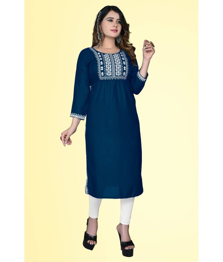 haya fashion - Blue Rayon Women's Straight Kurti ( Pack of 1 ) - Kurtis, Tunics | Buy online on ZillyBuy