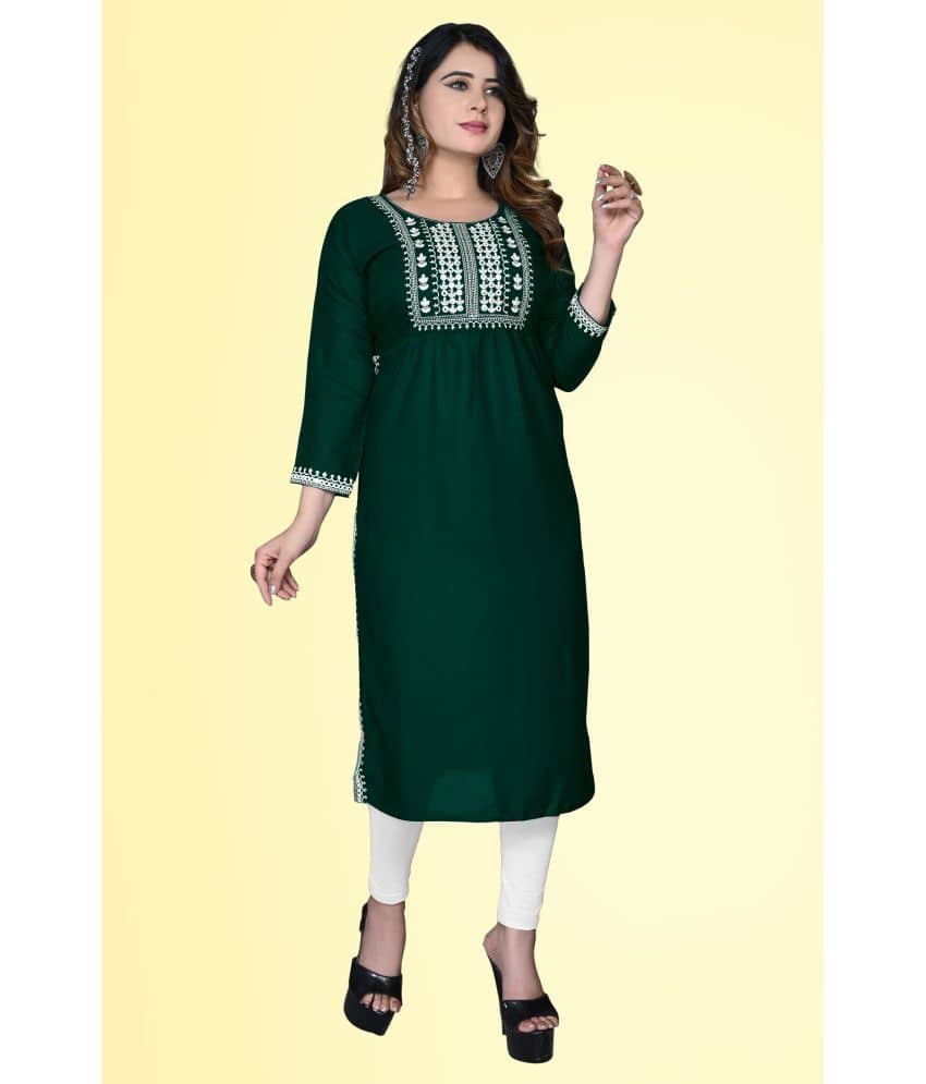 haya fashion - Green Rayon Women's Straight Kurti ( Pack of 1 ) - Kurtis, Tunics | Buy online on ZillyBuy