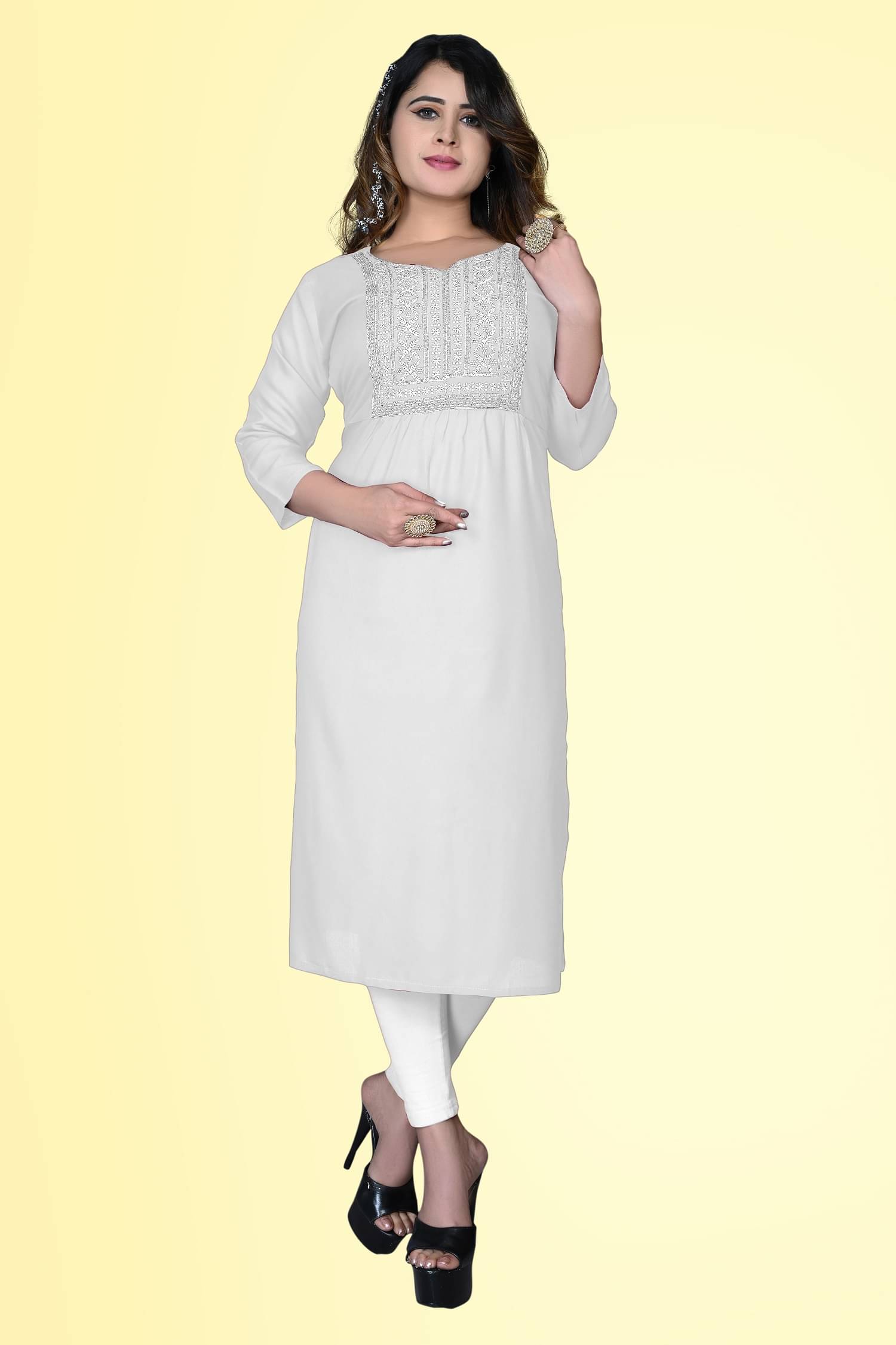     			haya fashion - Grey Rayon Women's Straight Kurti ( Pack of 1 )