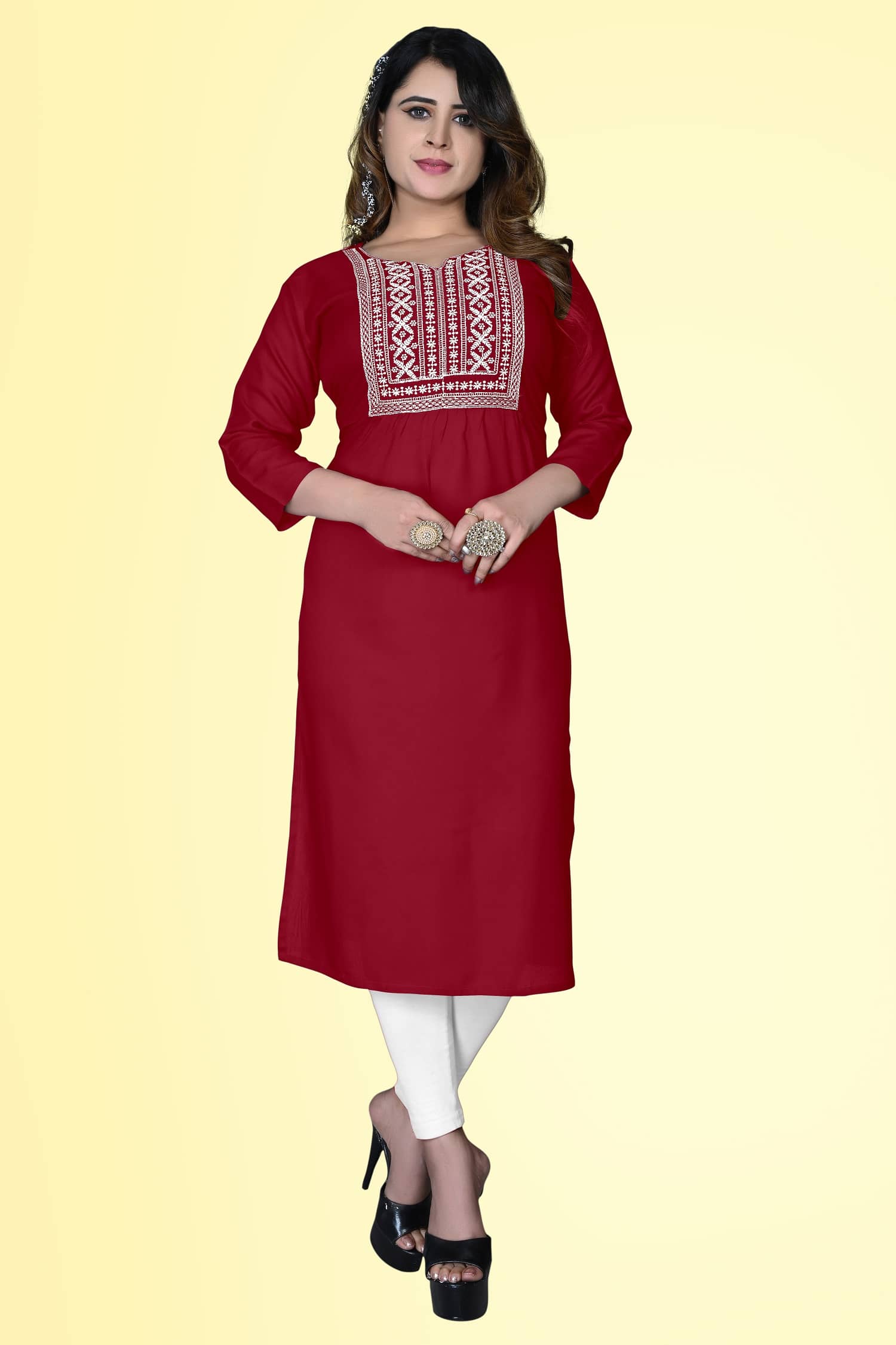 haya fashion - Maroon Rayon Women's Straight Kurti ( Pack of 1 ) - Kurtis, Tunics | Buy online on ZillyBuy