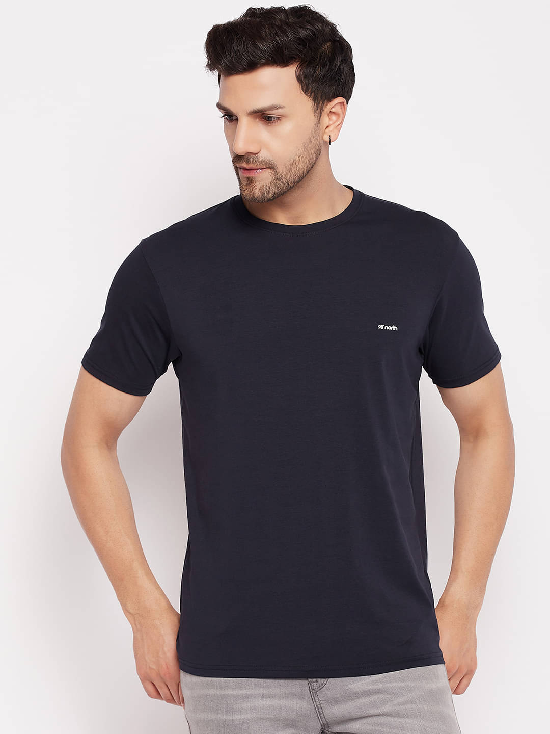 98 Degree North Pack of 1 Cotton Blend Regular Fit Men's T-Shirt ( Navy ) 98 Degree North Pack of 1 Cotton Blend Regular Fit Men's T-Shirt ( Navy )