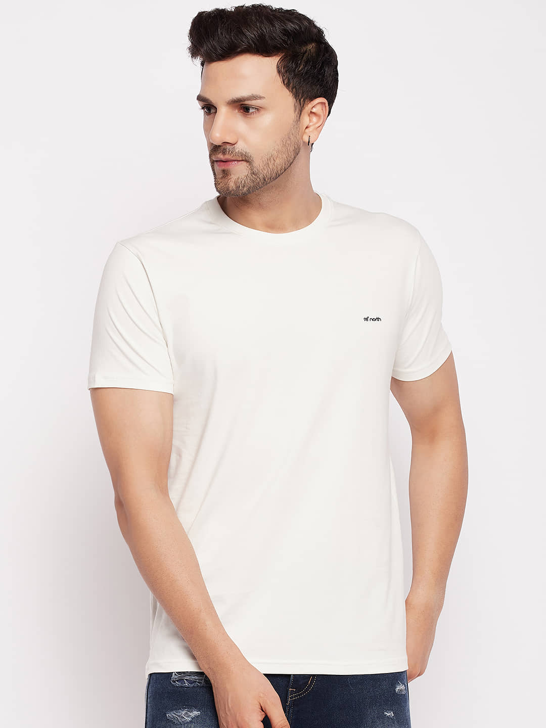 98 Degree North Pack of 1 Cotton Blend Regular Fit Men's T-Shirt ( Off-White )