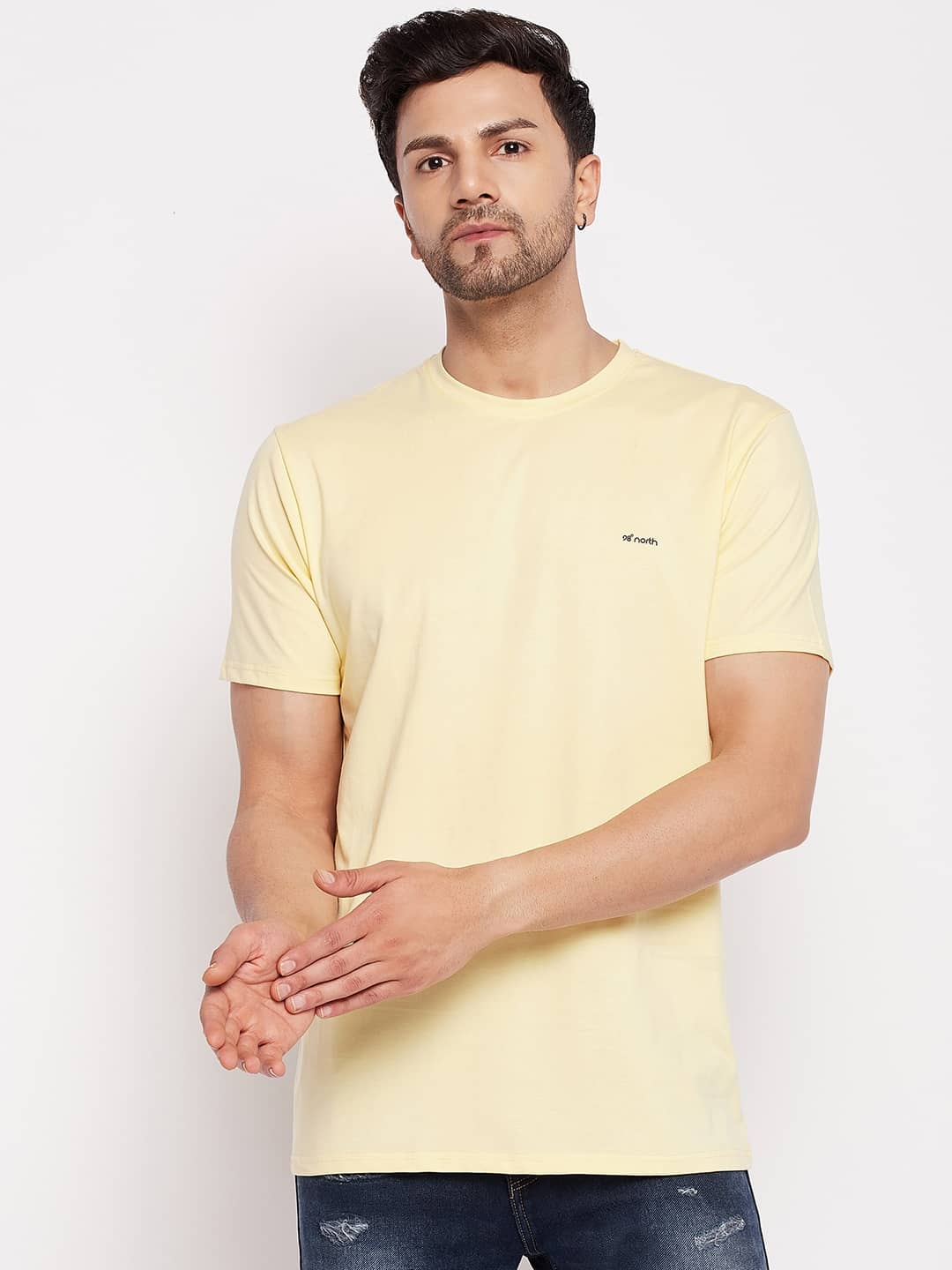 98 Degree North Pack of 1 Cotton Blend Regular Fit Men's T-Shirt ( Yellow )