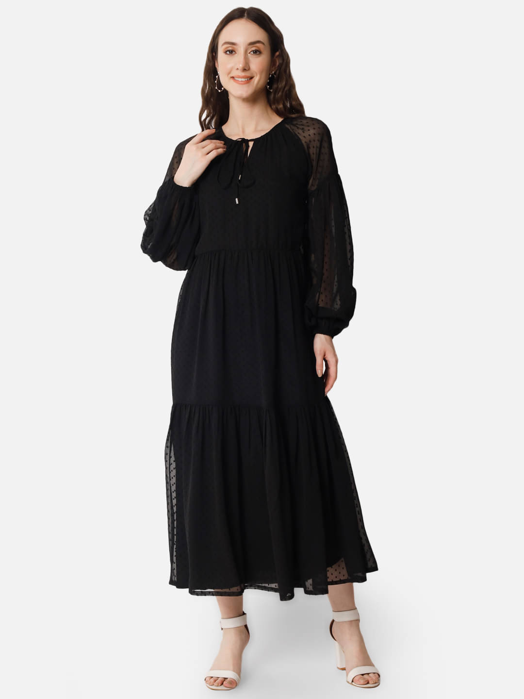 ALL WAYS YOU Women Georgette Printed Gown ( Black ) ALL WAYS YOU Women Georgette Printed Gown ( Black )