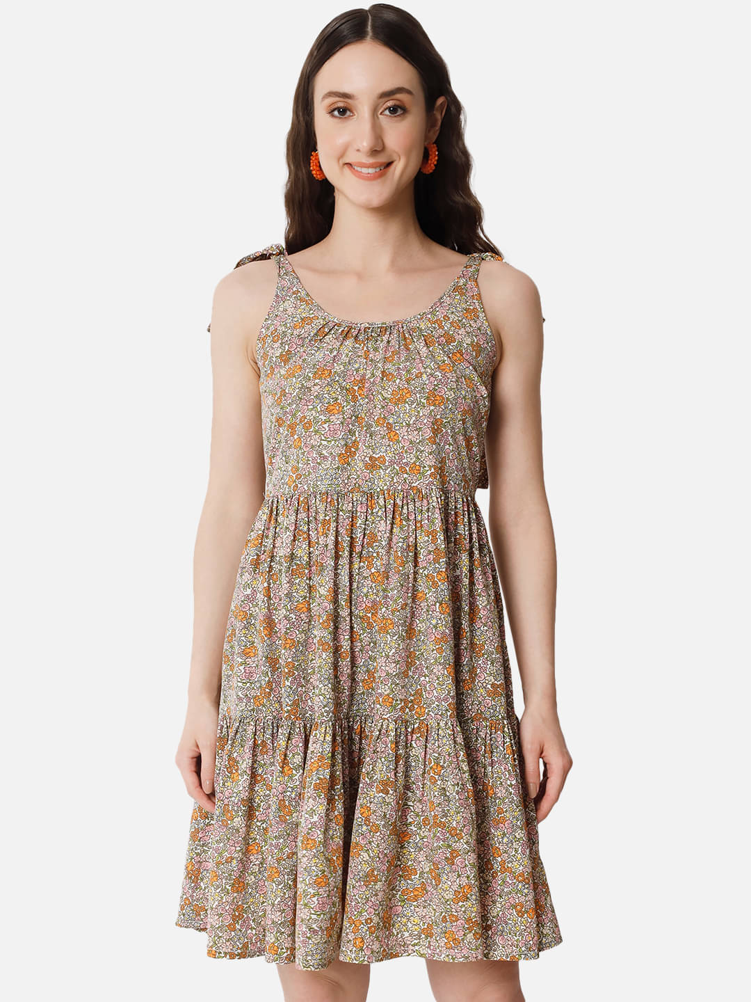     			ALL WAYS YOU Women Crepe Printed Fit & Flare Dress ( Multicolor )