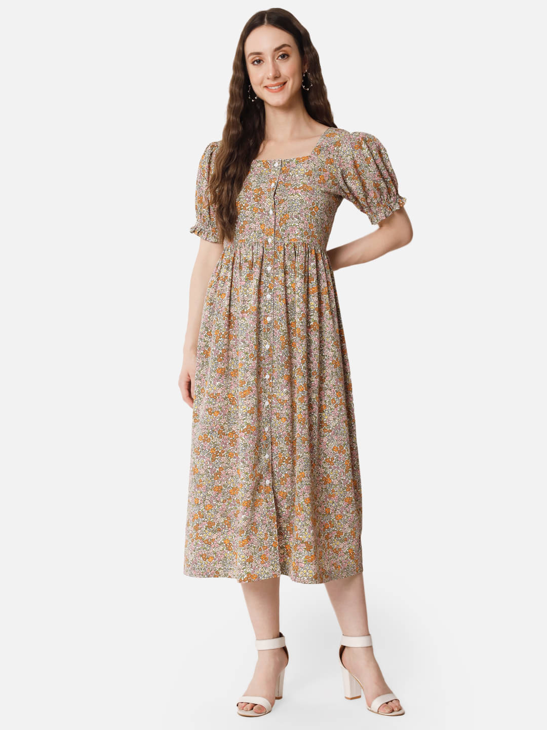 ALL WAYS YOU Women Crepe Printed Fit & Flare Dress ( Multicolor ) ALL WAYS YOU Women Crepe Printed Fit & Flare Dress ( Multicolor )