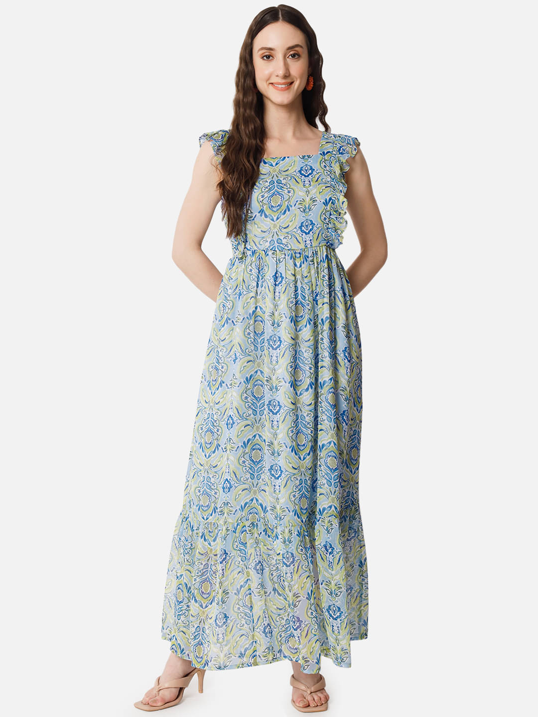     			ALL WAYS YOU Women Georgette Printed Cut Out Dress ( Multicolor )