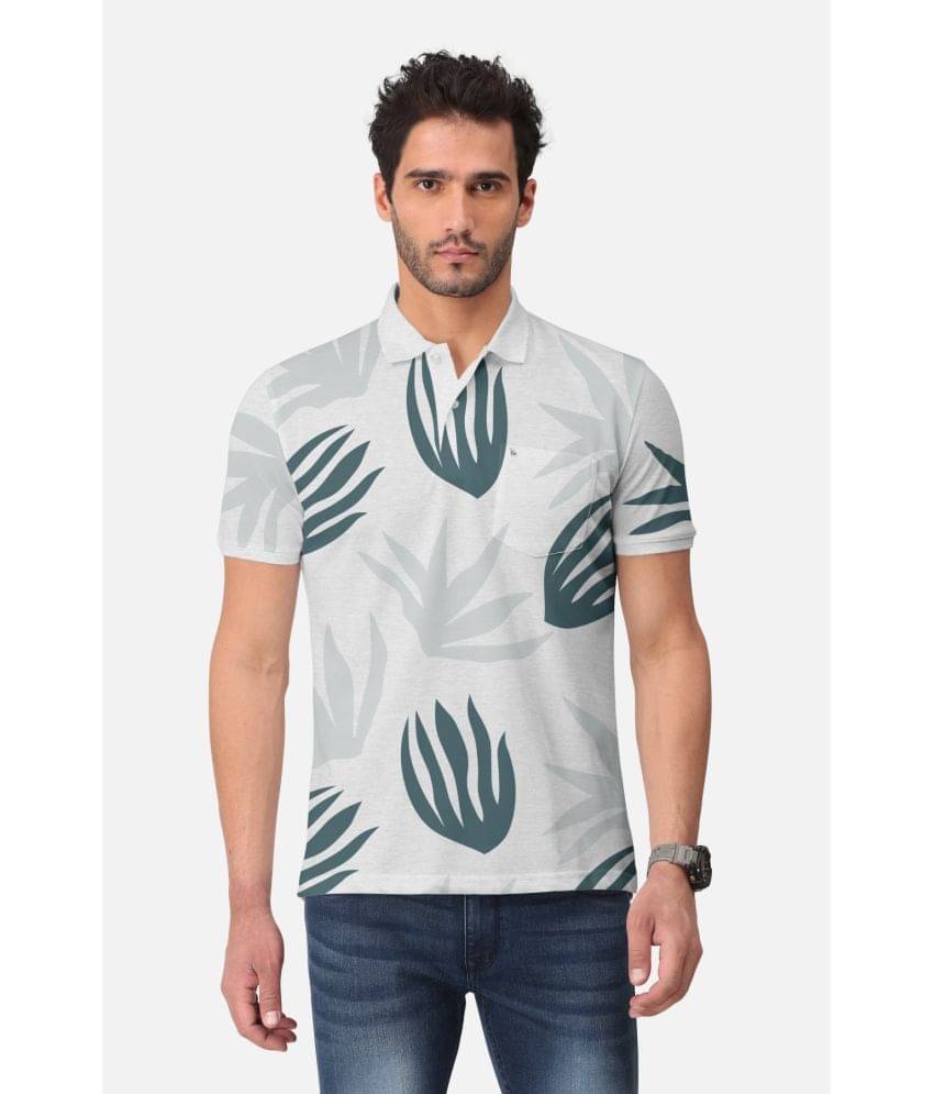     			BULLMER Pack of 1 Cotton Blend Regular Fit Printed Half Sleeves Men's Polo T Shirt ( White )