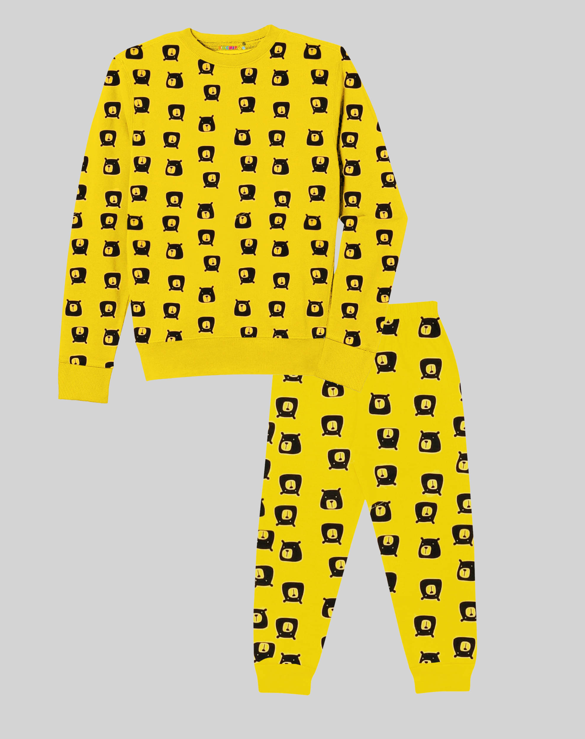     			Kuchipoo Pack of 1 Baby Boys Cotton Blend T-Shirt & Pyjama Set ( Yellow )