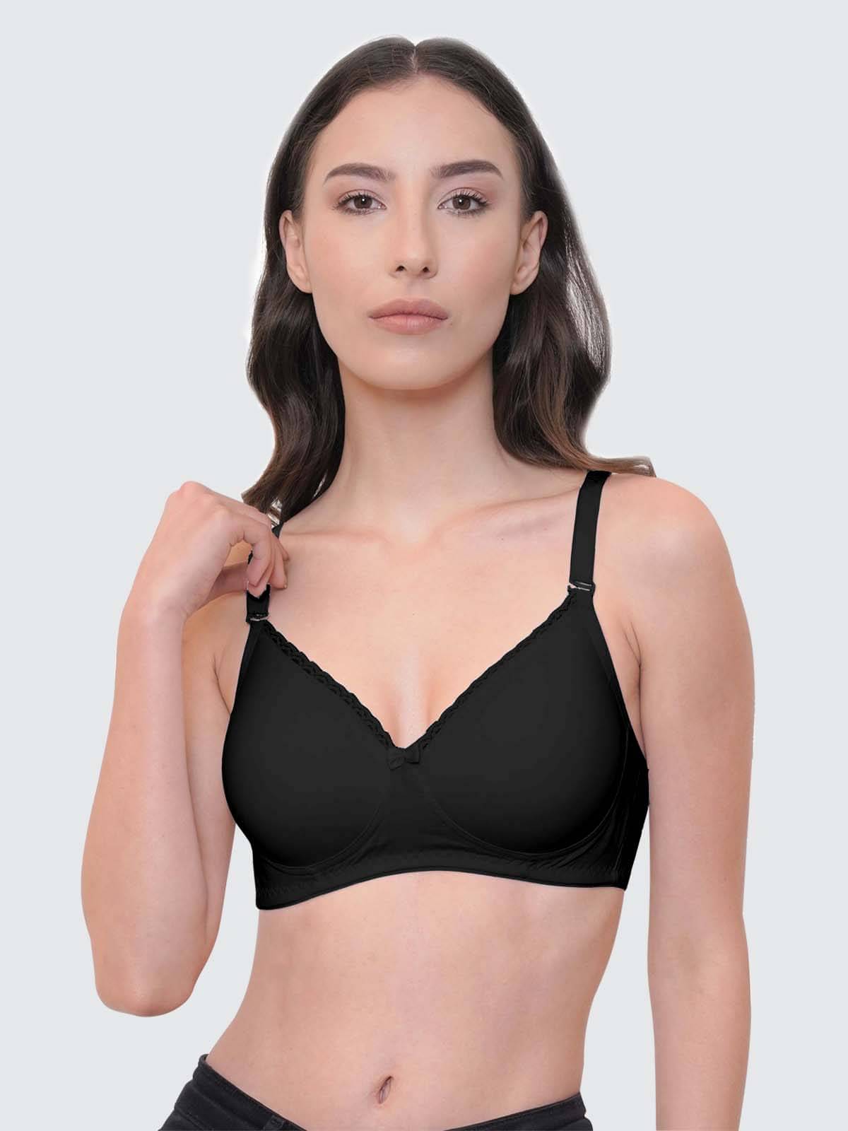 LACYLUXE Cotton Blend Lightly Padded Women's T-Shirt Bra ( Black ) LACYLUXE Cotton Blend Lightly Padded Women's T-Shirt Bra ( Black )