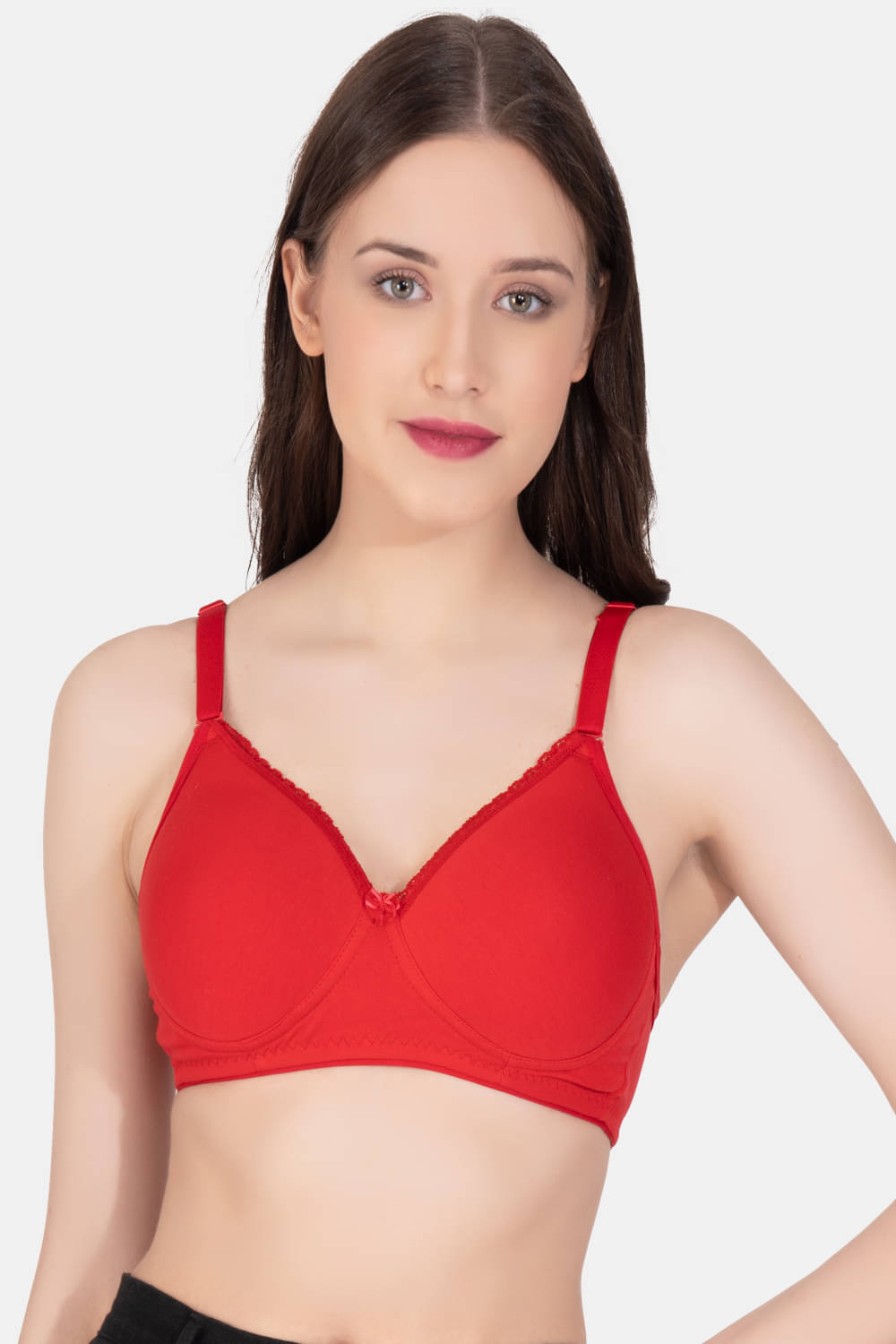 LACYLUXE Cotton Blend Lightly Padded Women's Everyday Bra ( Red ) LACYLUXE Cotton Blend Lightly Padded Women's Everyday Bra ( Red )