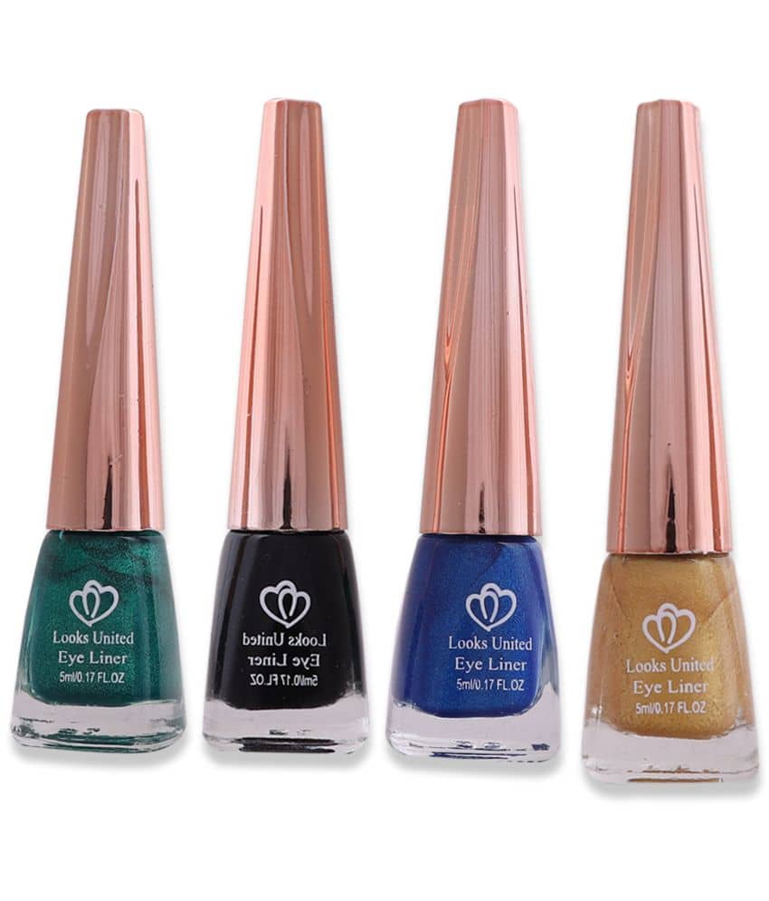 Looks United - Black Metalic Eye Liner Liquid ( Pack of 4 ) - Makeup - Eyes | Buy online on ZillyBuy
