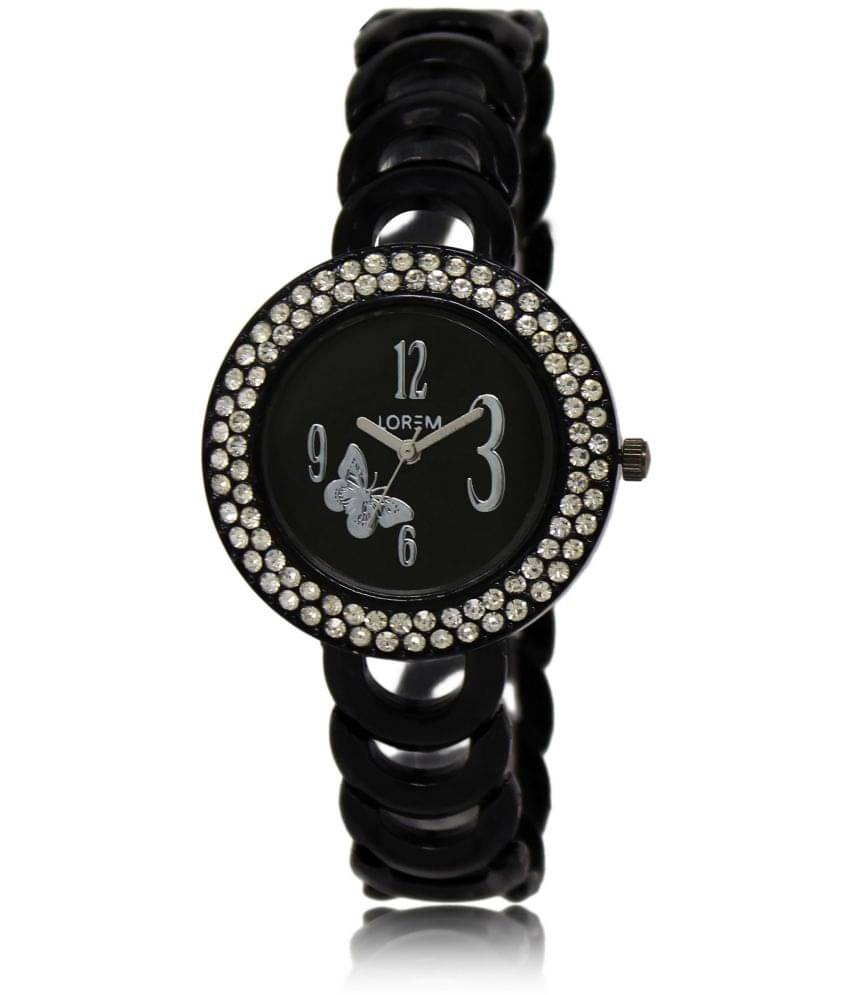     			Lorem - Black Metal Analog Womens Watch