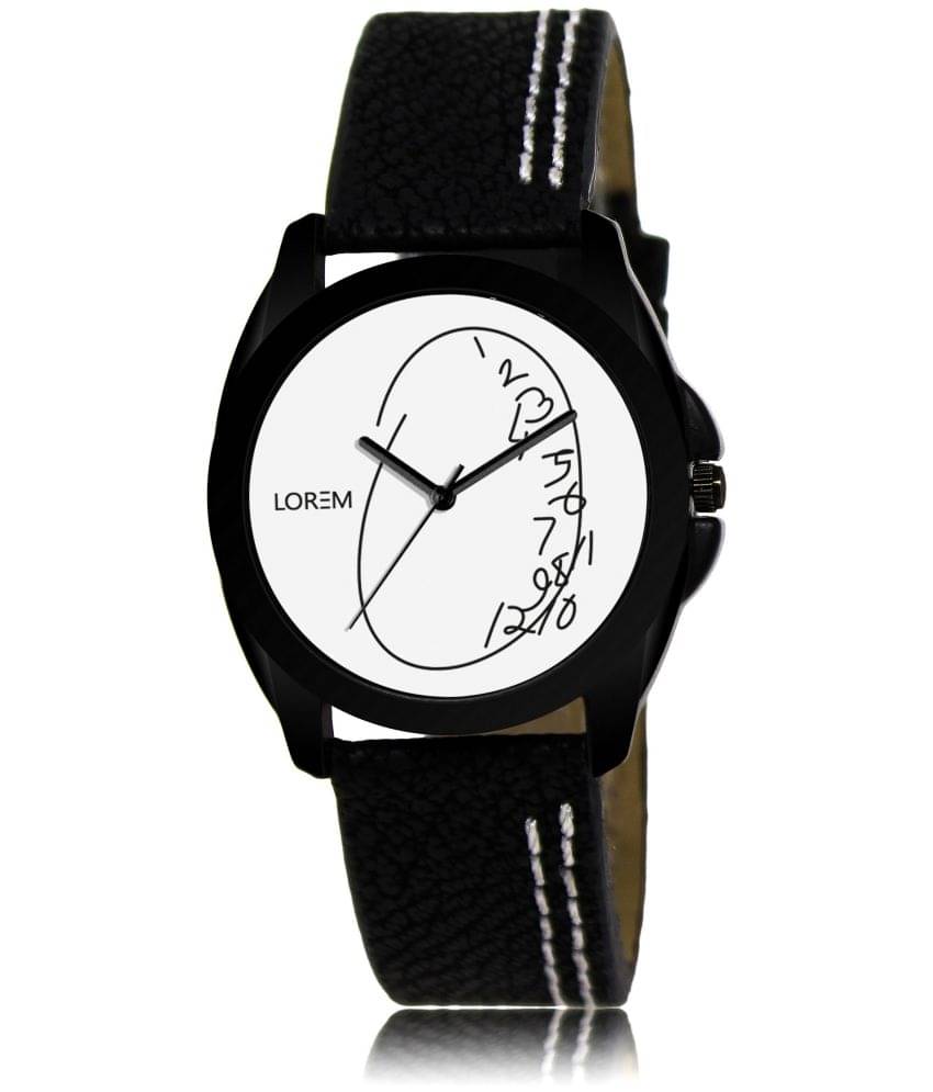     			Lorem - Black PU Analog Womens Watch