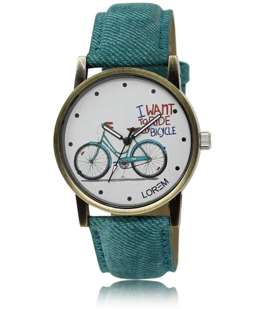    			Lorem - Green PU Analog Womens Watch