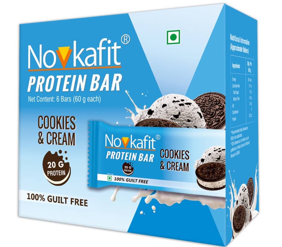 Novkafit 20g Delicious Cookies & Cream Protein Bar - 360 g