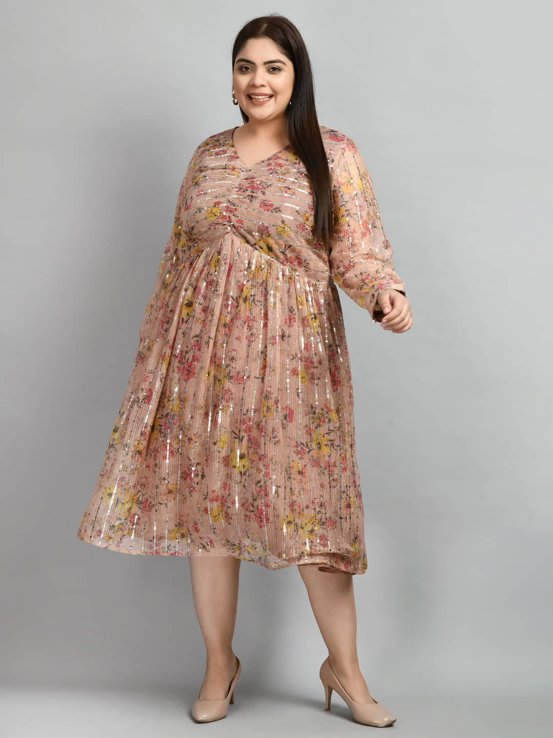PrettyPlus by Desinoor Women Polyester Printed A-line Dress ( Pink ) PrettyPlus by Desinoor Women Polyester Printed A-line Dress ( Pink )