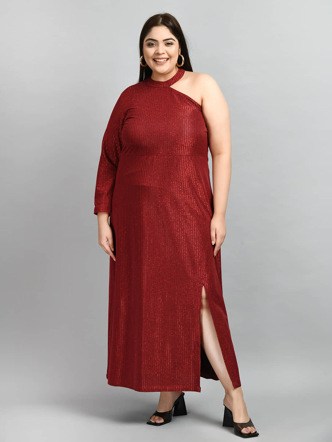 PrettyPlus by Desinoor - Red Polyester Women's Side Slit Dress ( Pack of 1 )