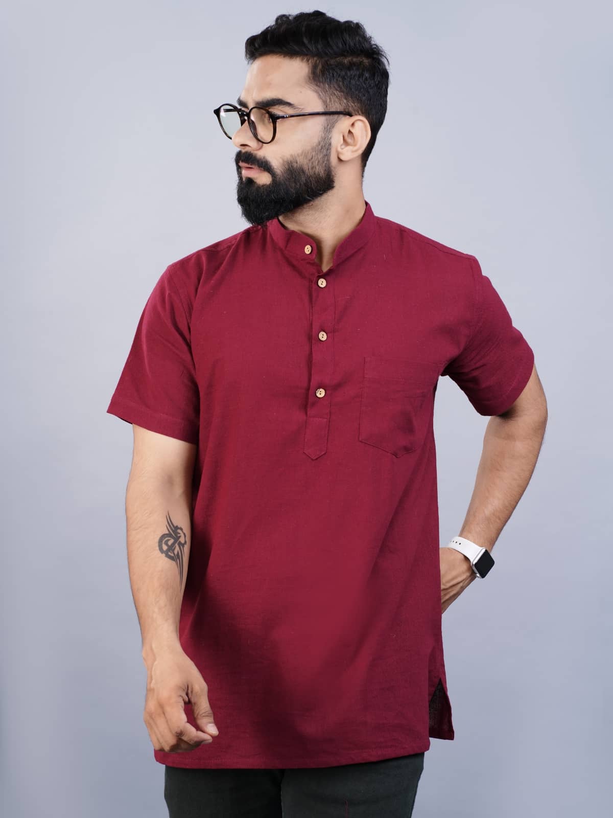 QuaClo - Maroon Cotton Men's Regular Kurta ( Pack of 1 ) - Kurtas & Kurta Sets | Buy online on ZillyBuy
