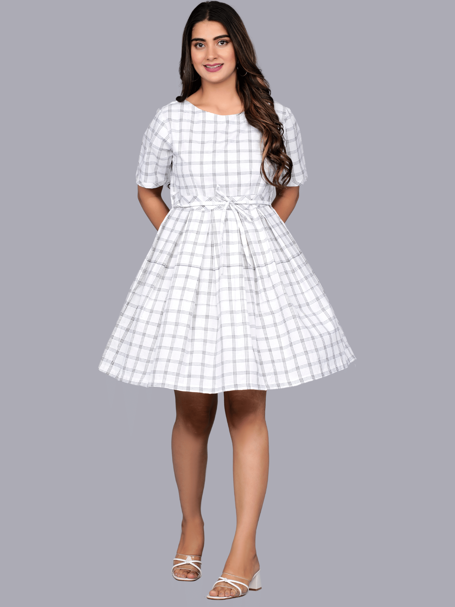 QuaClo - White Cotton Women's A-line Dress ( Pack of 1 )