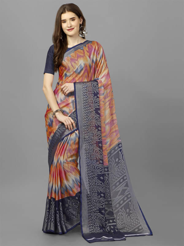     			Sanjana Silk Brasso Printed Saree With Unstitched Blouse Piece ( Blue )
