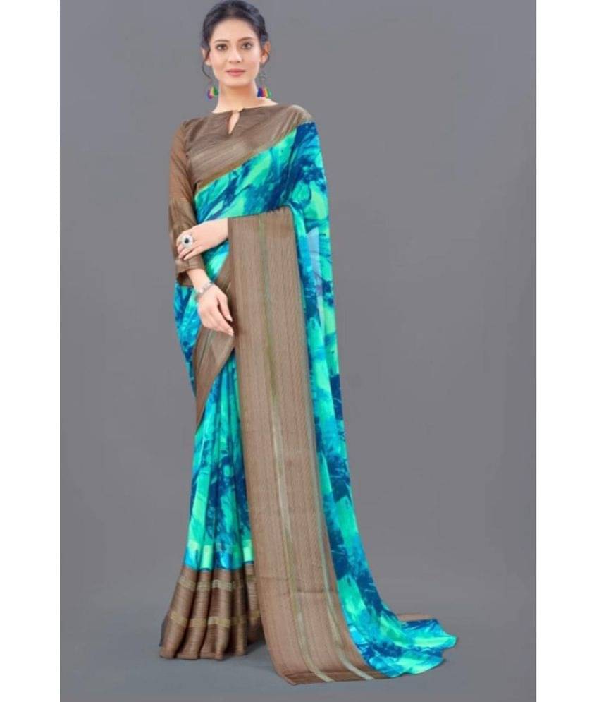 Sitanjali Lifestyle Georgette Printed Saree With Unstitched Blouse Piece ( Blue )     			Sitanjali Lifestyle Georgette Printed Saree With Unstitched Blouse Piece ( Blue )