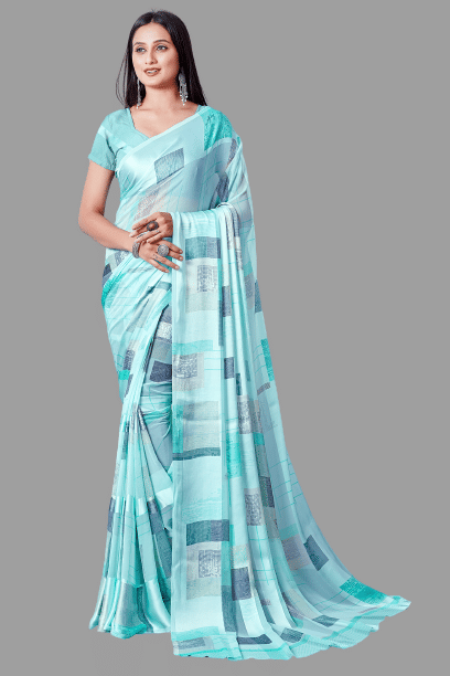 Sitanjali Lifestyle Georgette Checks Saree With Unstitched Blouse Piece ( Blue ) Sitanjali Lifestyle Georgette Checks Saree With Unstitched Blouse Piece ( Blue )