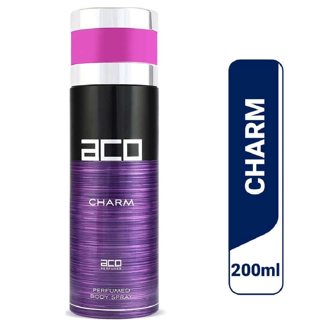 aco perfumes - aco CHARM Perfumed Body Spray 200ml Perfume Body Spray for Women 250 ml ( Pack of 1 )     			aco perfumes - aco CHARM Perfumed Body Spray 200ml Perfume Body Spray for Women 250 ml ( Pack of 1 )