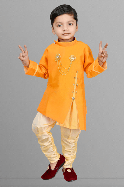 lucky h star garments Boys Cotton Blend Solid - Pattern Dhoti Kurta Set ( Yellow , Pack of 1 ) lucky h star garments Boys Cotton Blend Solid - Pattern Dhoti Kurta Set ( Yellow , Pack of 1 )