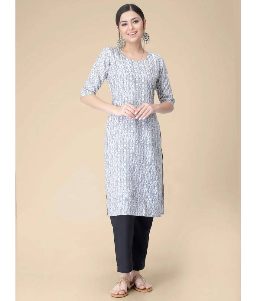     			1 Stop Fashion - Silver Crepe Women's Straight Kurti ( Pack of 1 )