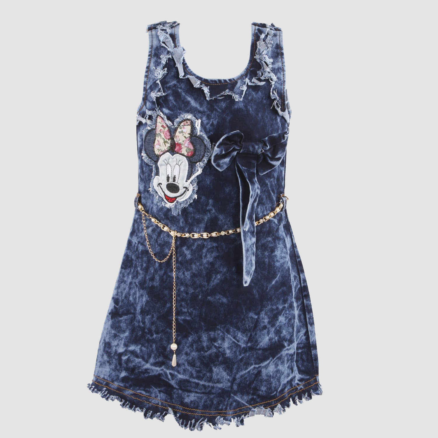 9stiches - Blue Denim Girls A-line Dress ( Pack of 1 )
