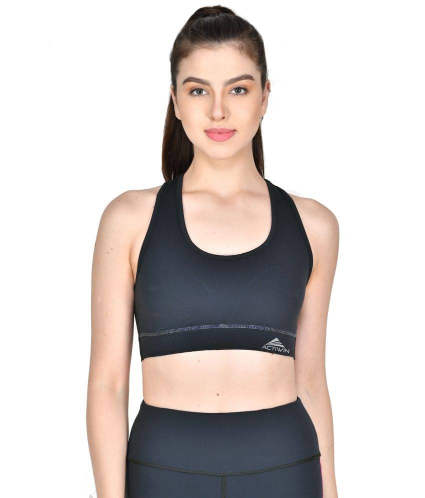 ACTIWIN - Navy Polyester Lightly Padded Women's Sports Bra ( Pack of 1 ) ACTIWIN - Navy Polyester Lightly Padded Women's Sports Bra ( Pack of 1 )